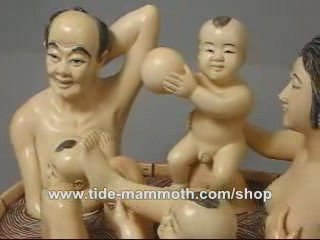 mammoth ivory carving Family Bathing Figurines 37214