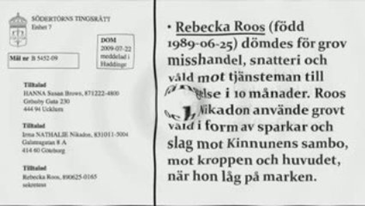 Rebecka Roos, Nathalie Nikadon och Hanna Brown fick fängelse