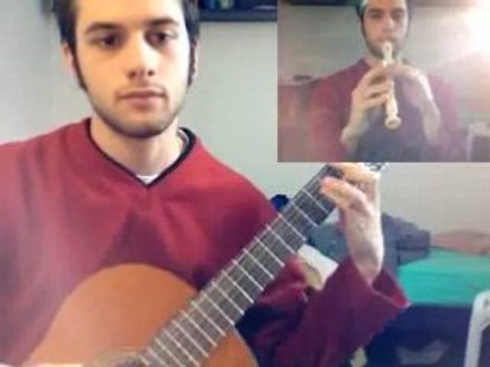 Zelda Song of Storms, in duet with myself (guitar+flute)