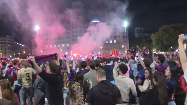 Celebración Barça Plaza Catalunya