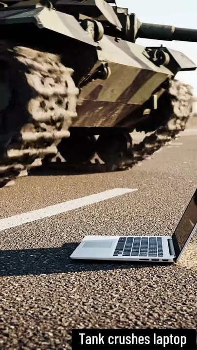 Tank crushes laptop  #crushingvideo #foryou #viralshort #fypシ゚viral #laptopcrush
