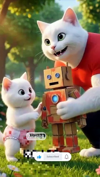 Cute 😻Kitten with Father Cat