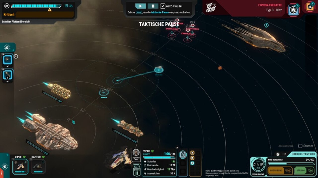 Gameplay aus Battleship Galactica: Shattered Hopes – Wir schlagen eine Weltraumschlacht