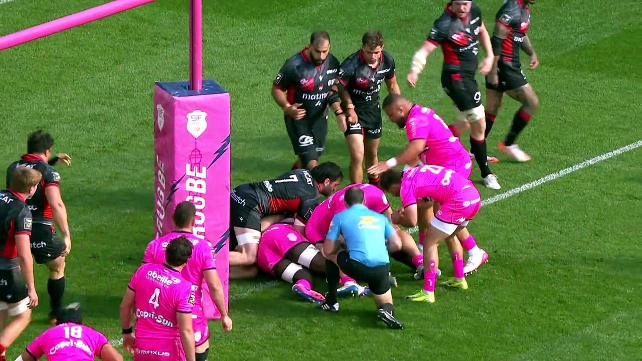 TOP 14 - Essai de Paul ABADIE (SFP) - Stade Français Paris - LOU Rugby