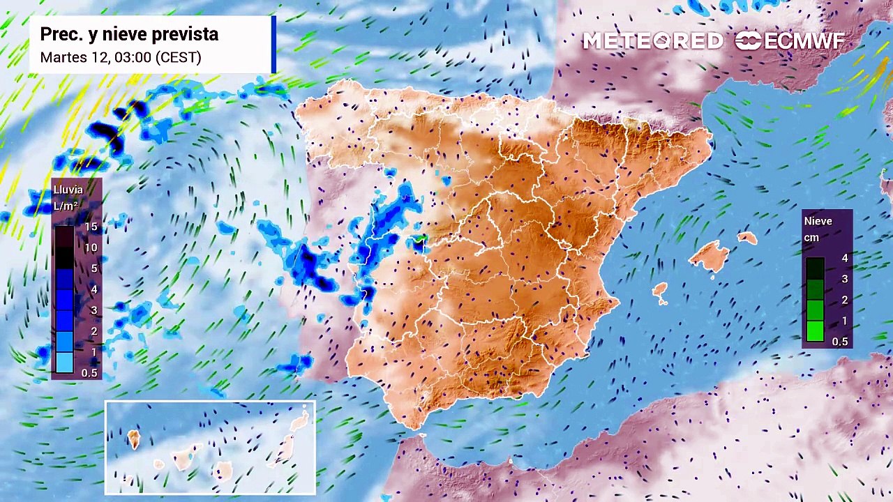 Este miércoles crecerá un arco tormentoso en el interior
