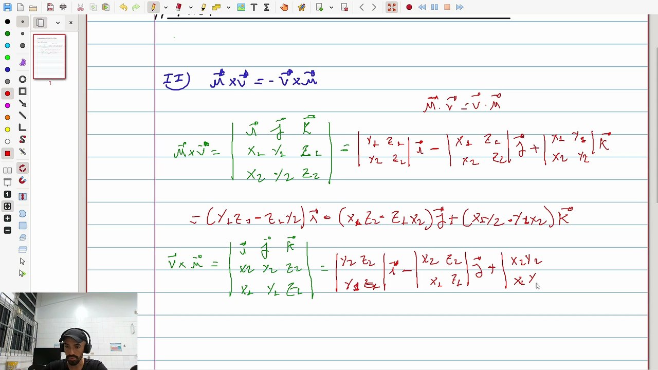 Produto Vetorial é Comutativo? Propriedade Anticomutativa: u x v = - v x u | VET&GEO-A3.39