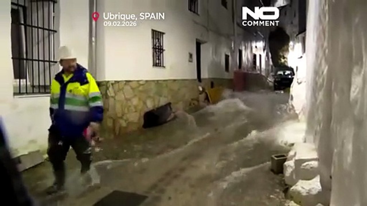 Violente colate d’acqua a Ubrique dopo le tempeste nella provincia spagnola di Cadice