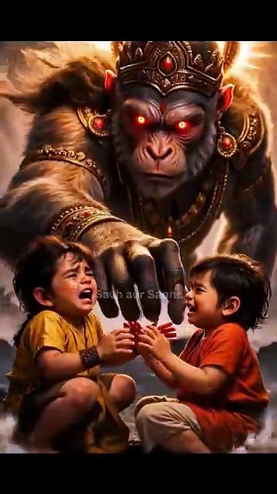 तूफ़ान में फँसे लव-कुश! तभी हनुमान जी ने दिखाई अपनी महाशक्ति! ⚡🙏 #ram #ramayan #hanuman