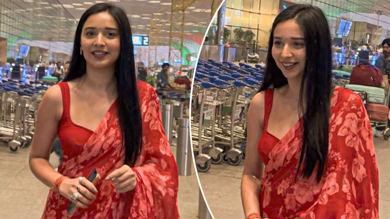 Tanya Mittal: Bigg Boss Ki Baklava Girl Spotted At The Mumbai Airport! Red Saree Look!