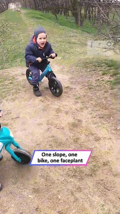 Little Biker Loses Control on a Hill and Wipes Out Instantly|| Heartsome 💖