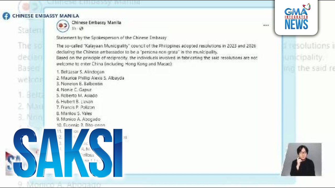 16 na opisyal ng Kalayaan, Palawan, pinagbawalang makapasok sa China, Hong Kong at Macau | Saksi