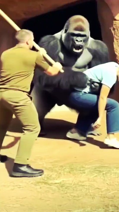 Zookeepers try to escape enclosure with male gorilla