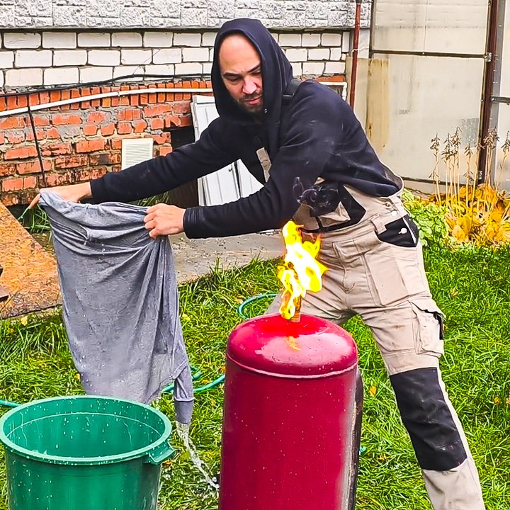 Wait for the final result 😮🔥 Turning an old metal tank into a DIY fireplace!