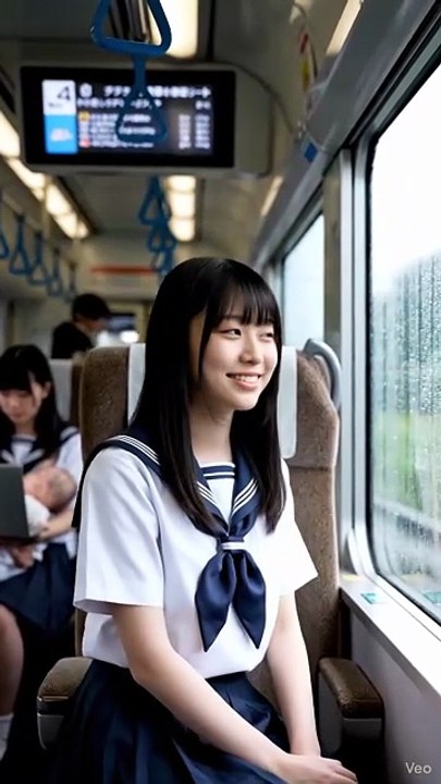 『日本の通勤電車、水手服女子のスマホタイム 01』#水手服 #電車 #双馬尾 #日常ハプニング #可愛い #日本の女子 #通勤 #雨天 #スマホ #街の風景 #ハプニング動画 #癒し