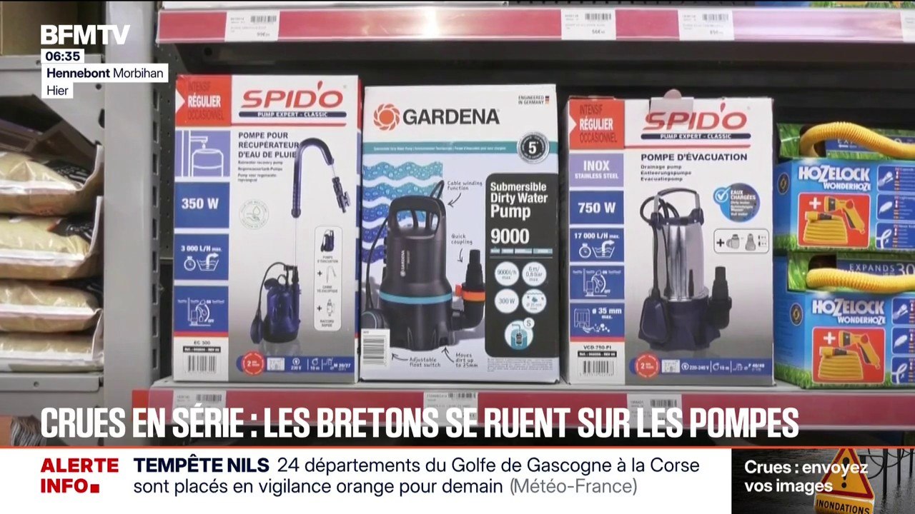 Crues: la pompe à eau, le nouvel outil indispensable des Bretons
