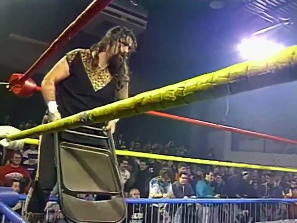 History of ECW - Cactus Jack brutalizes The Sandman ECW Double Tables