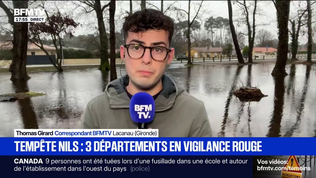 À quelques heures du passage de la tempête Nils, de premières routes sont inondées à Lacanau en Gironde