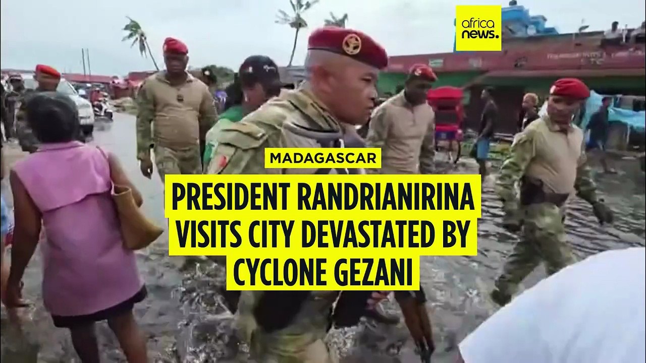 Madagascan President Randrianirina visits city devastated by Cyclone Gezani