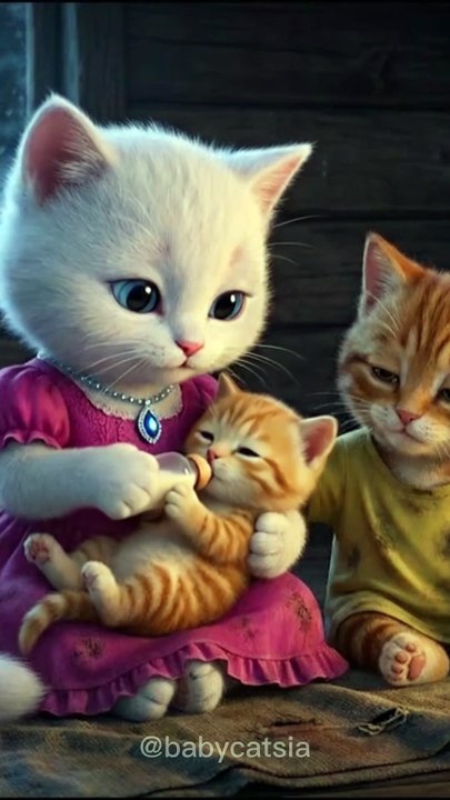 Two Brother Kittens Saved a Lonely Kitten and Gave Him a Home 💔 #kitten #animation #rescuecats #iacat #cat