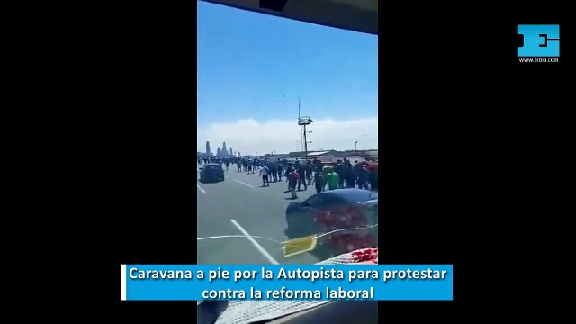 Caravana a pie por la Autopista Buenos Aires - La Plata contra la reforma laboral