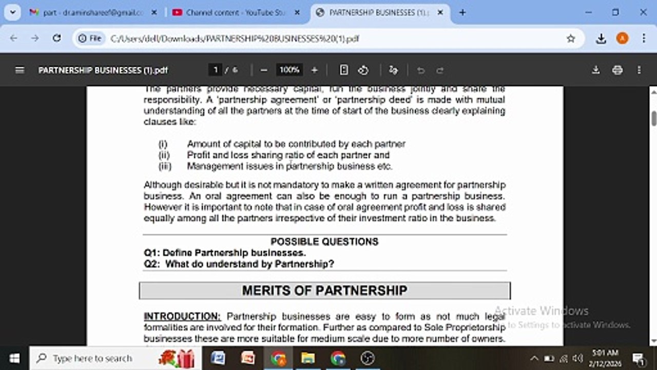 complete lecture on partnership business