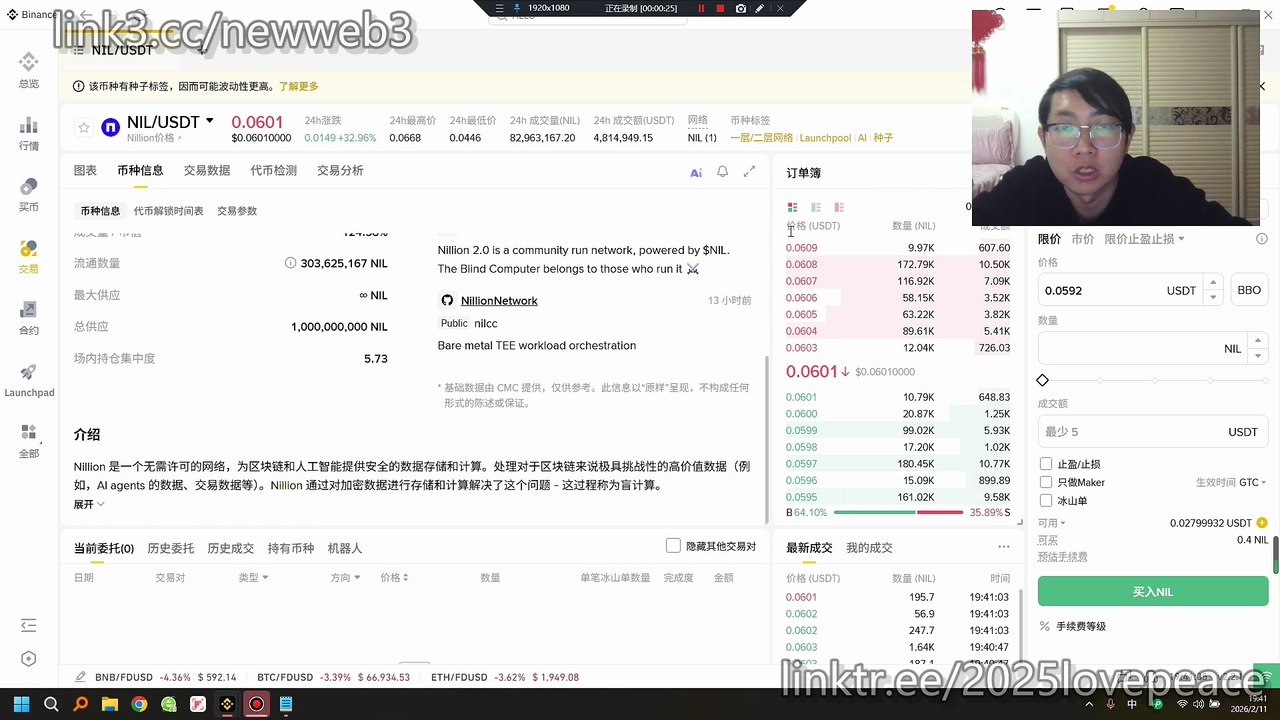 Nillion 是一个无需许可的网络，为区块链和人工智能提供安全的数据存储和计算。处理对于区块链来说极具挑战性的高价值数据（例如，AI agents 的数据、交易数据等）。Nillion 通过对加密数据进行存储和计算解决了这个问题 - 这过程称为盲计算。Nillion在Blacklight L2网络上正式推出ERC-8004智能代理验证层，彰显了产品持续迭代与应用场景的不断拓展。币安“收益竞技场”：官方宣布，用户可在某主