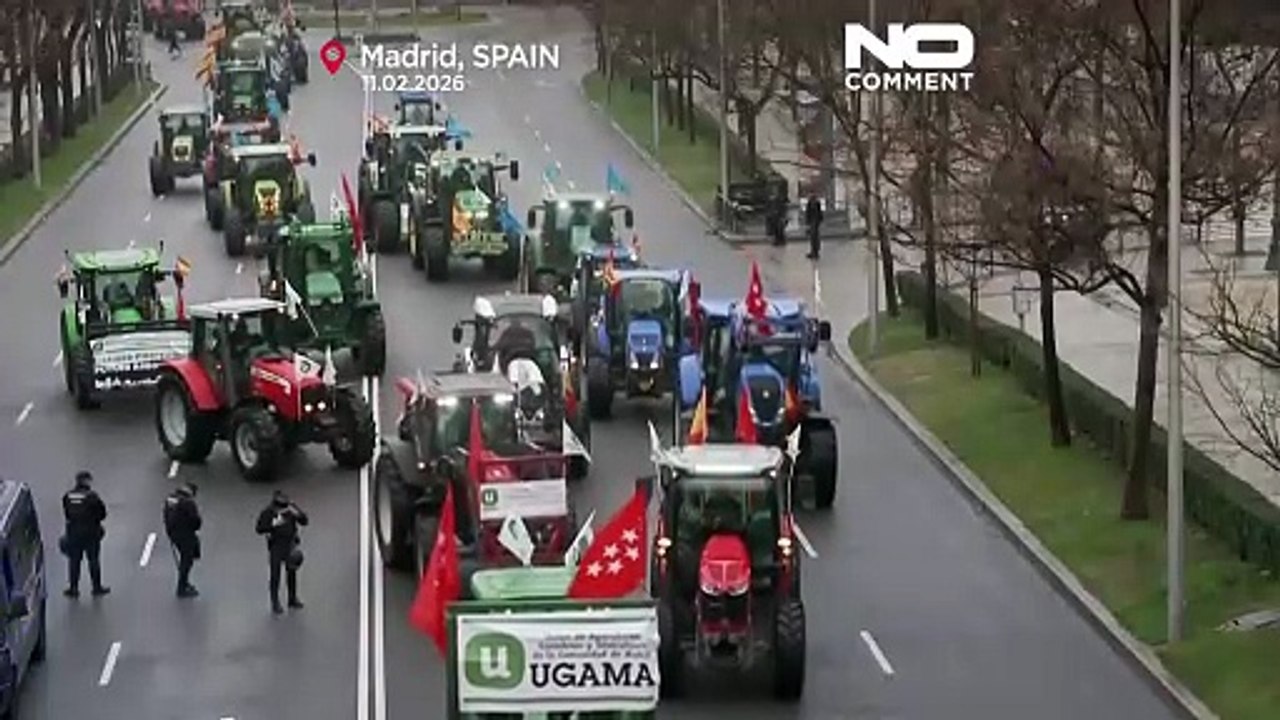 Bauern rollen mit Traktoren durch Madrid gegen Mercosur-Deal