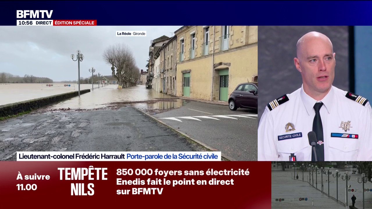 Tempête Nils: "On a plus de 800 pompiers des services départementaux d'incendie concernés qui sont déployés, plus des renforts", indique le porte-parole de la sécurité civile