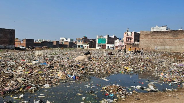 शहर में बस्ती के बीच लगे कचरे के ढेर, दुर्गंध व गंदगी से परेशान रहवासी