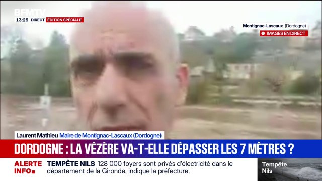 Tempête Nils: On craint un pic de crue qui pourrait être conséquent , déplore le maire de Montignac-Lascaux en Dordogne