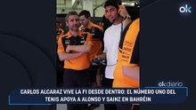 Carlos Alcaraz vive la F1 desde dentro: el número uno del tenis apoya a Alonso y Sainz en Bahréin