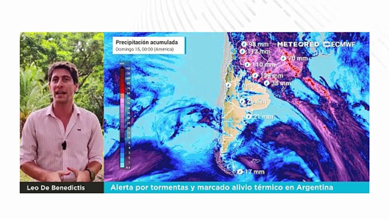 Alerta por tormentas y marcado alivio térmico en Argentina