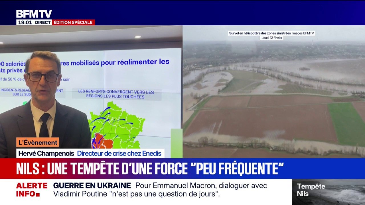 Tempête Nils: 550.000 foyers toujours privés d'électricité, annonce Hervé Champenois, directeur de crise chez Enedis