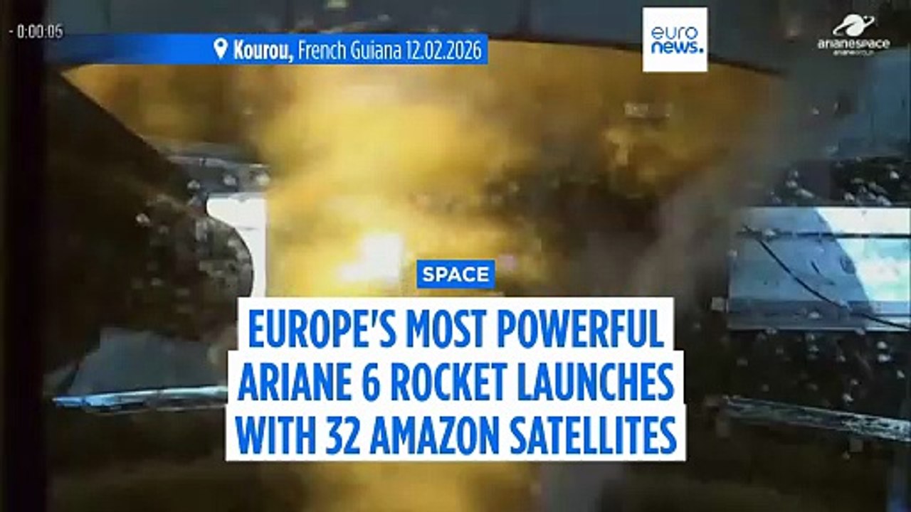 Europe's flagship Ariane 6 rocket launches with 32 satellites for Amazon Leo network