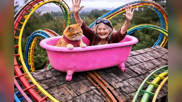 🎢 Rusty Cat Wants to Play Roller Coaster, Mrs.Ruth Build it for Him - Rich vs Poor Roller Coaster