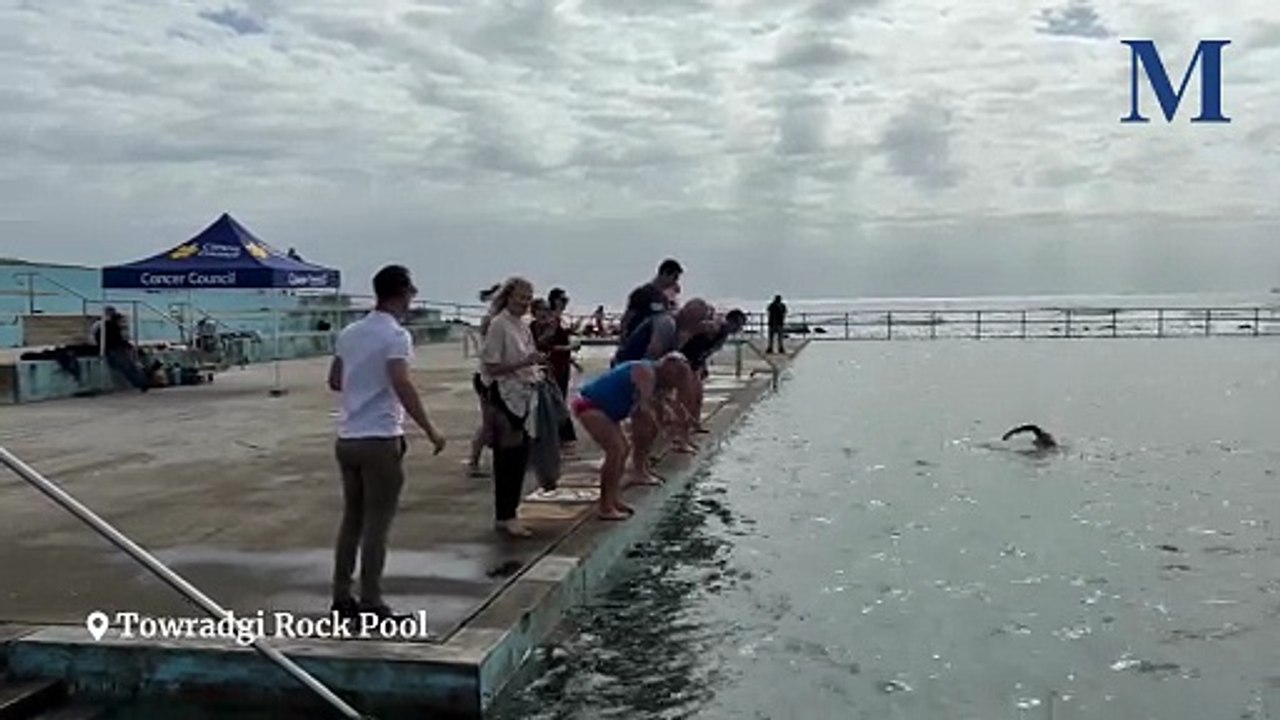 Swimmers take to Towradgi Rock Pool ahead of the Great Ocean Pool Crawl