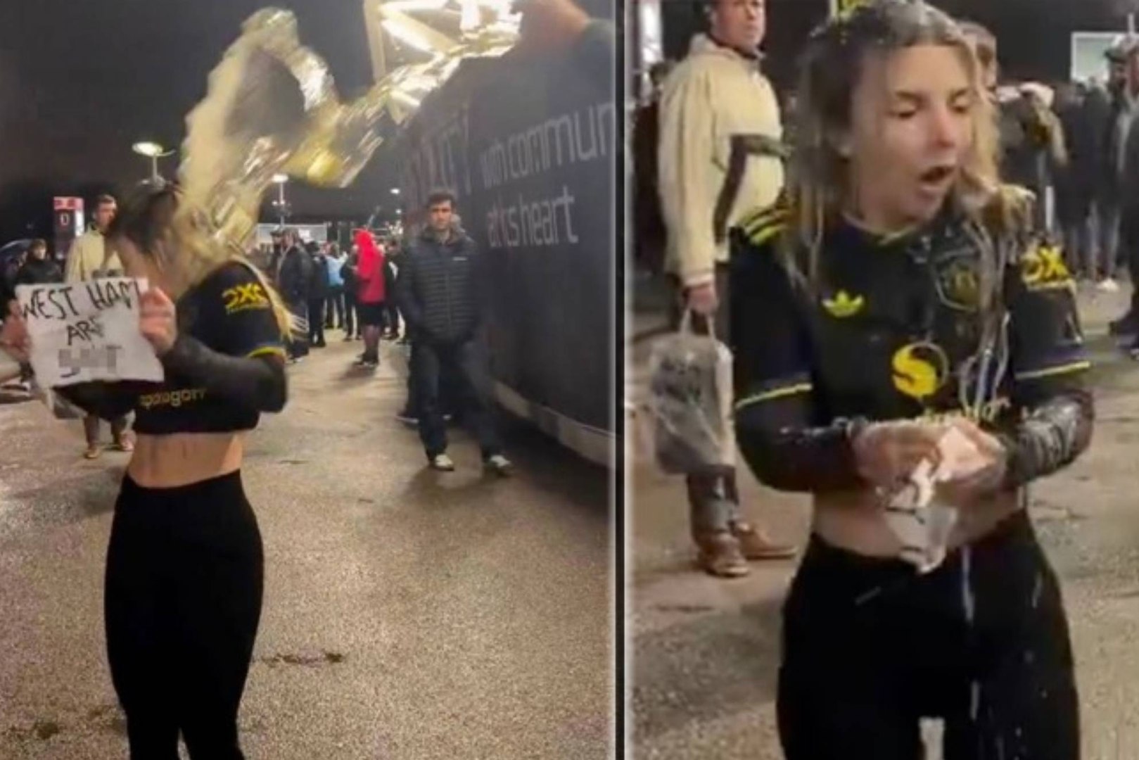 Castigo húmedo a la estrella de OnlyFans que provoca en los campos de fútbol: "¡Os odio!"