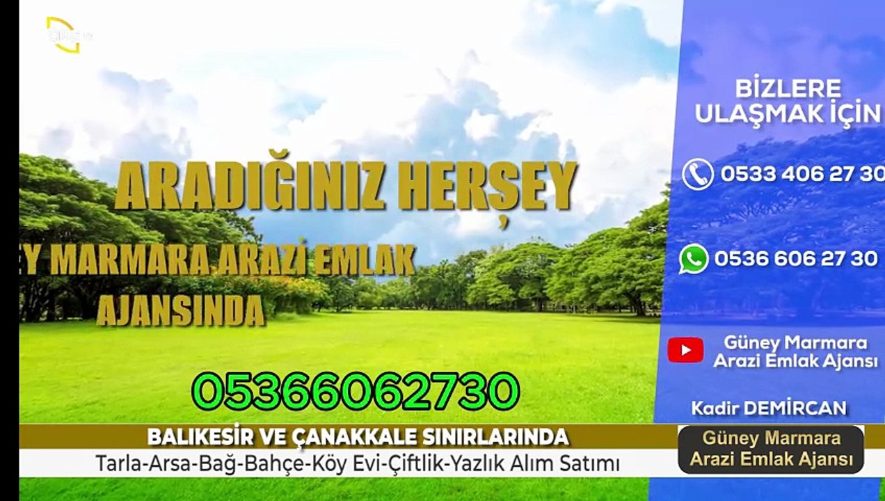 Keşif Arazi  Emlak Ajansı Güney Marmara Arazi Emlak Ajansı  Kadir Demircan 0536 606 2730   Tarla Bağ Bahçe  Köy Evi Arsa Çiftlik Bağ  Evi Yazlık Daire Dükakn Yazlık Satılık  ve Kiralık. Her Şey. Arazi Dron Kamera Fotograf Çekimleri  Kurgu Yayın Reklam Pa