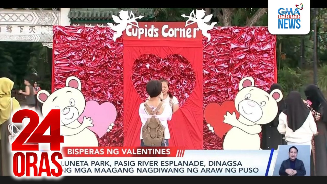 Luneta Park, Pasig River Esplanade, dinagsa ng mga maagang nagdiwang ng Araw ng Puso | 24 Oras