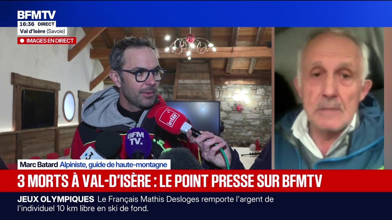 Marc Batard, guide de haute-montagne réagit après la mort de trois skieurs dans une avalanche à Val d'IsèreMarc Batard, guide de haute-montagne réagit après la mort de trois skieurs dans une avalanche à Val d'Isère