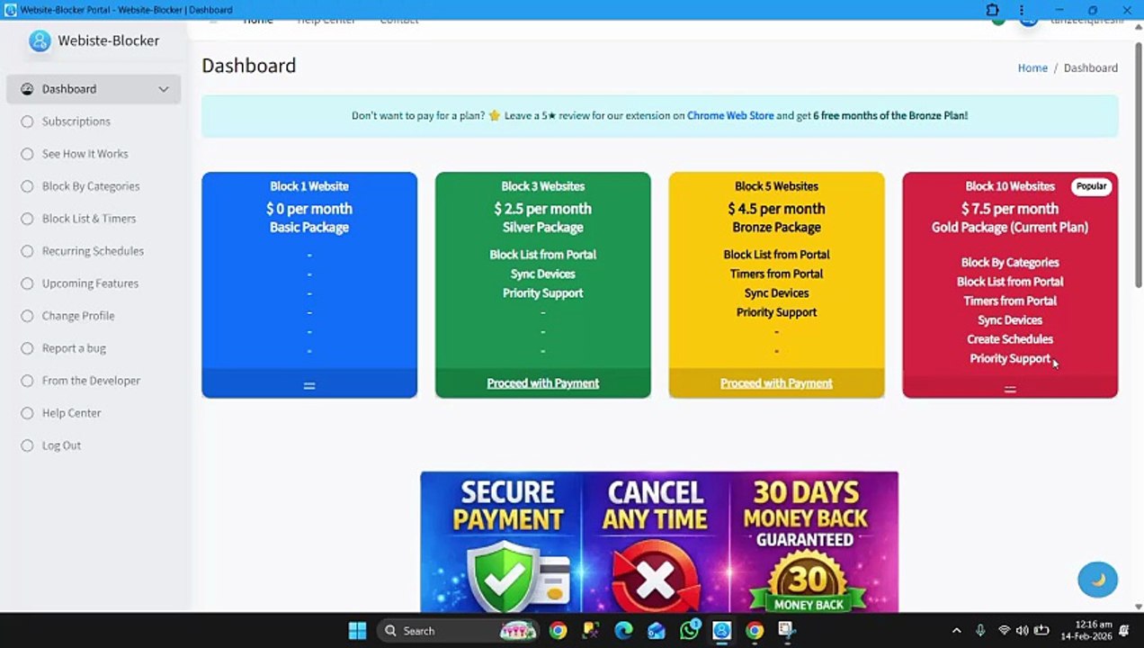 Website-Blocker Block By Categories, Block List, Recurring Schedule