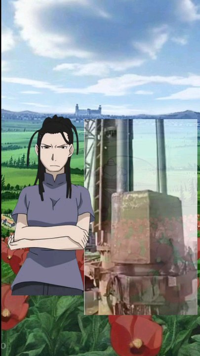 waifu de full metal alchemist face à la presse hydraulique