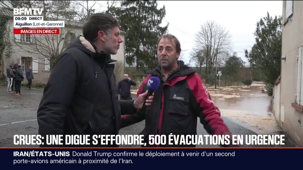 Crues de la Garonne: une digue s'effondre à Aiguillon dans le Lot-et-Garonne, obligeant plus de 500 personnes à évacuer d'urgence