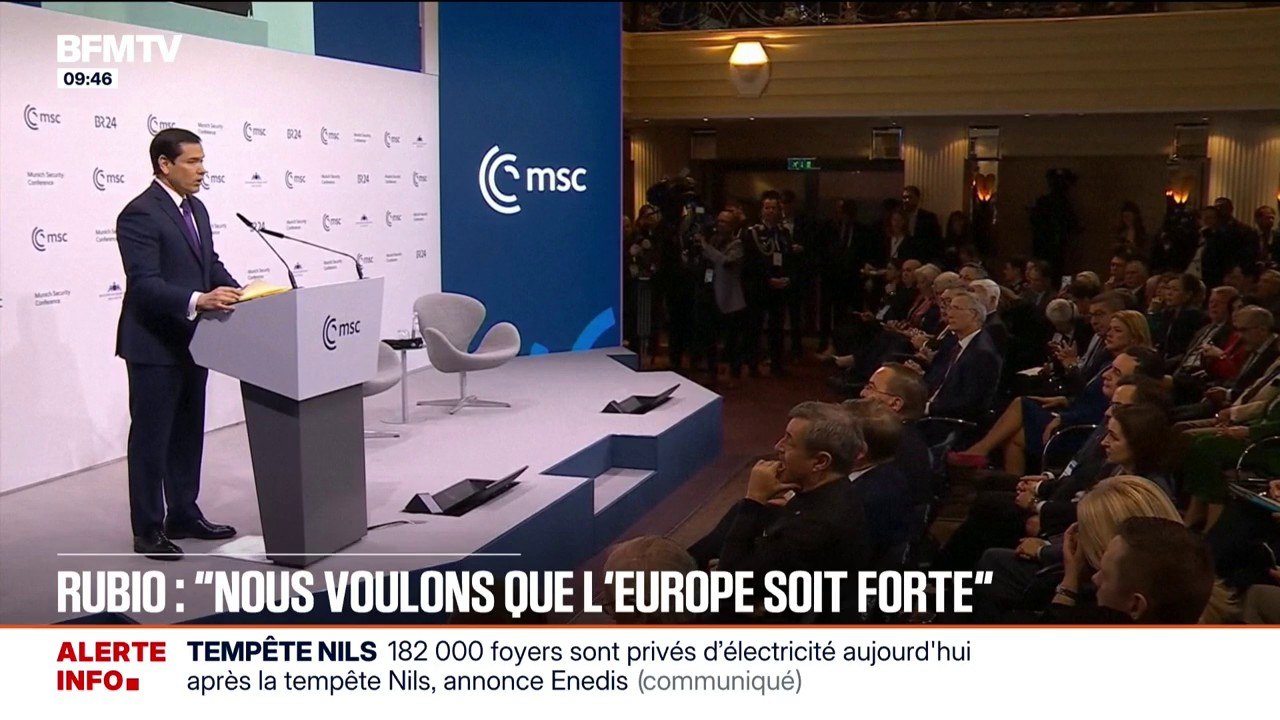 Conférence de Munich: "Nous voulons que l'Europe soit forte. Nous croyons que l'Europe doit survivre", assure Marco Rubio, secrétaire d'État américain