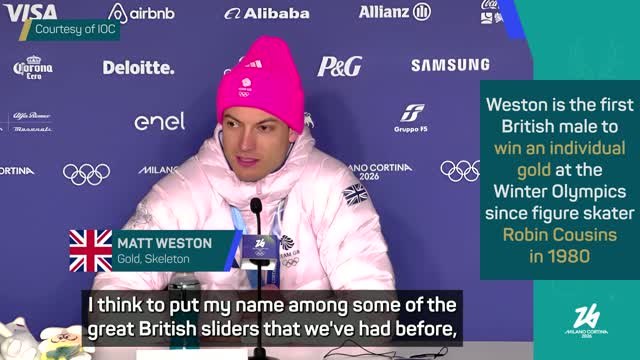 Weston celebrates historic gold medal for Britain at Winter Olympics