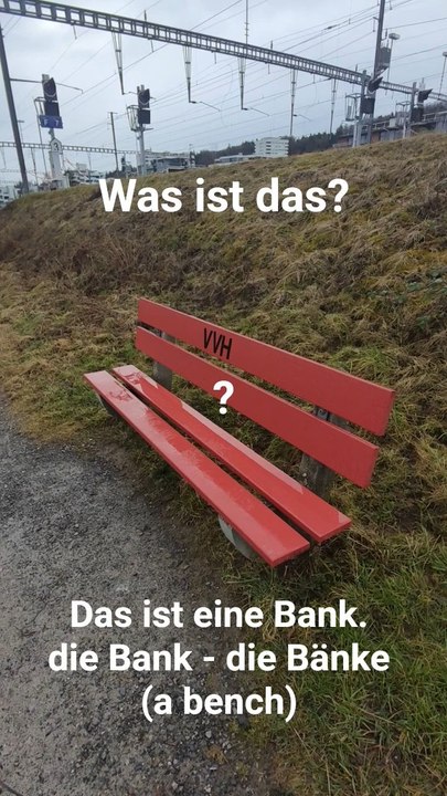 Wir lernen neue Wörter mit den kurzen Videos: Das Wort des Tages - "die Bank"