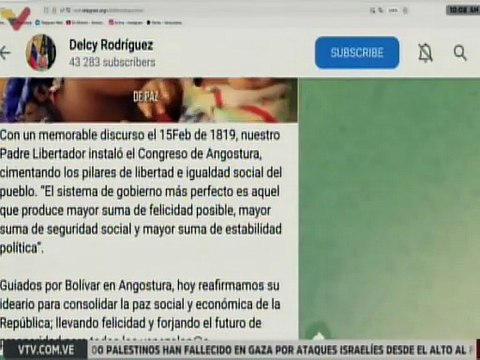 Pdta. Encargada Delcy Rodríguez: Conmemora 207 años de la instalación del Congreso de Angostura