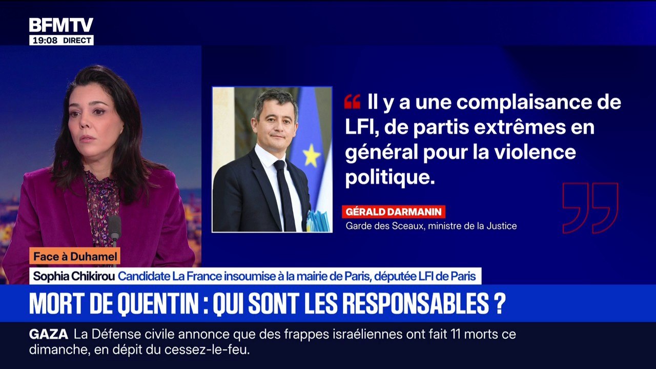 Mort de Quentin: "Je trouve scandaleux le narratif qui consiste à faire un lien entre LFI et la mort de ce jeune homme", déclare Sophia Chikirou, candidate LFI à la mairie de Paris