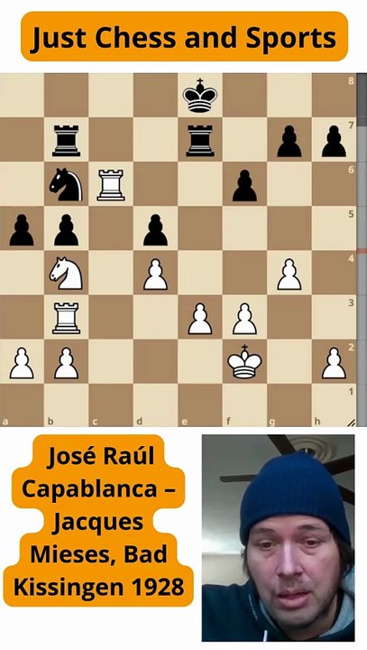 Capablanca gana un peon y vence a Mieses (1928)