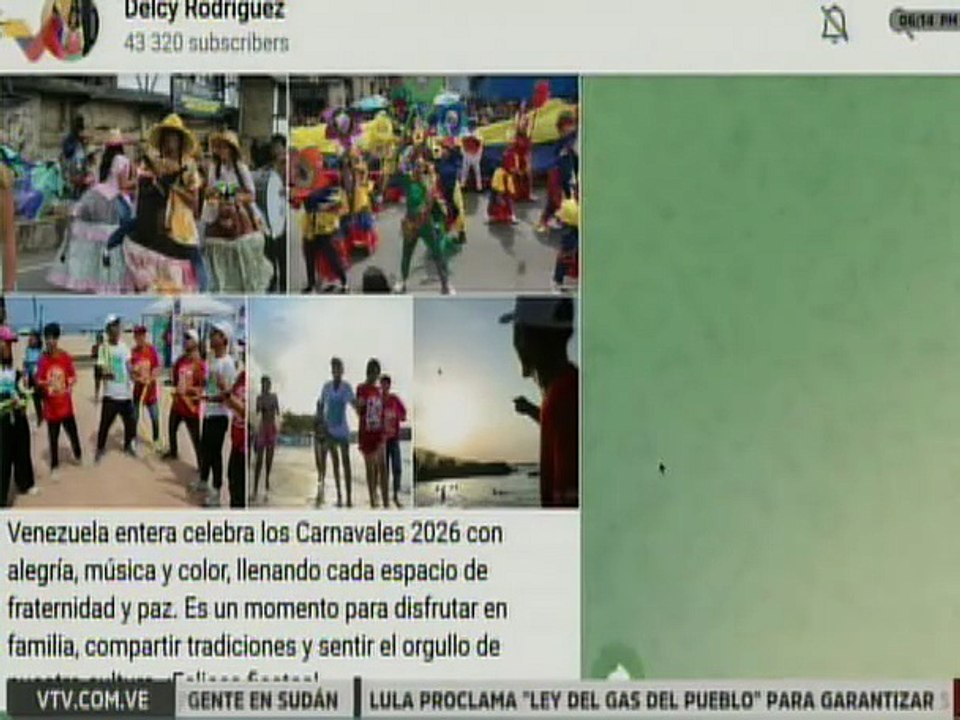 Pdta. Encargada Rodríguez: Venezuela entera celebra los Carnavales 2026 con alegría, música y color